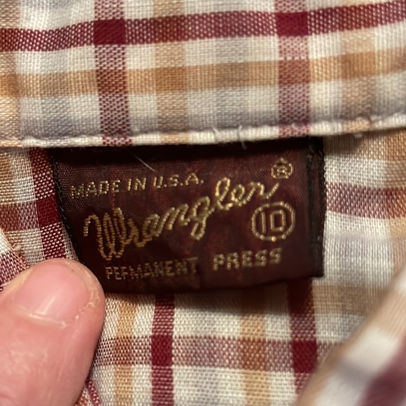 Girls Wrangler Button up Long Sleeve Shirt Size 10 Plaid Color Maroon,Tan White - Picture 7 of 7